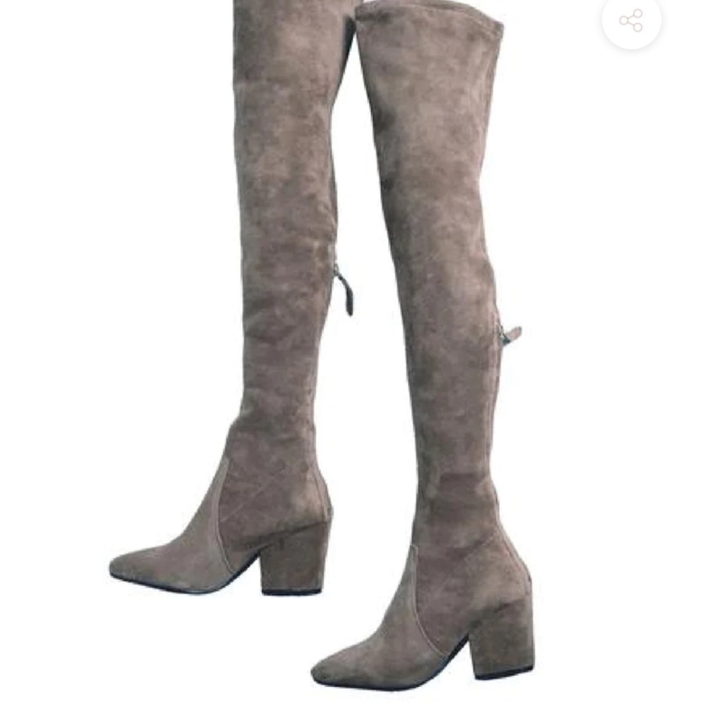 G oodnight Macaroon 'Carina' Taupe Over The Knee Suede Leather Boots size 7.5M